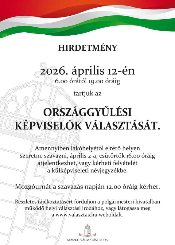 Hírdetmény - Választás 2026